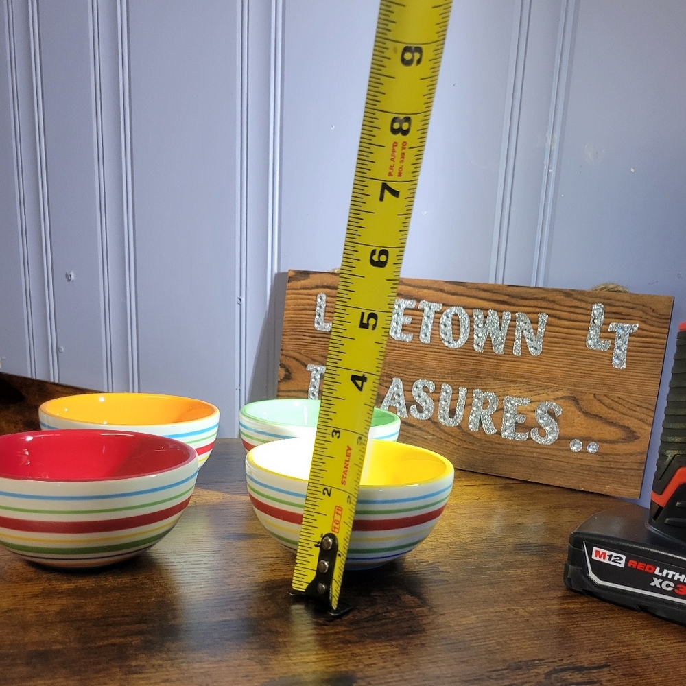 Sonoma Colorful Striped Ceramic Bowl Set of 4 - Picture 5 of 7